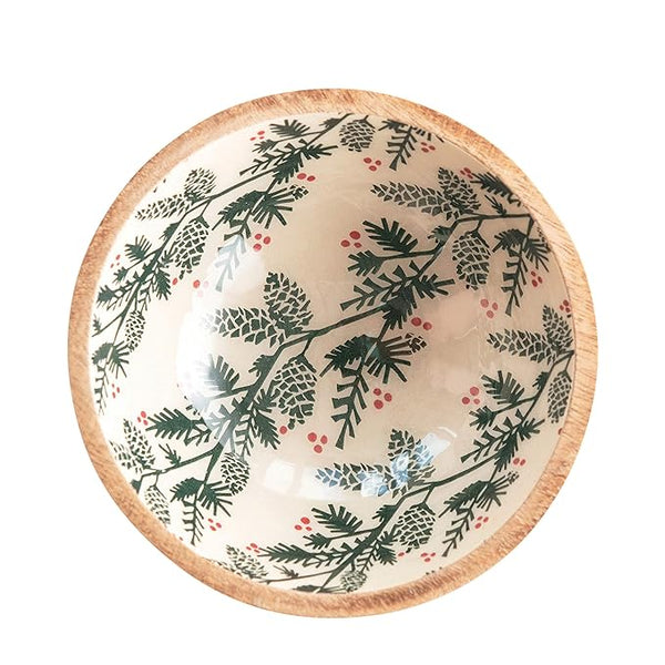 Enameled Mango Wood Bowl