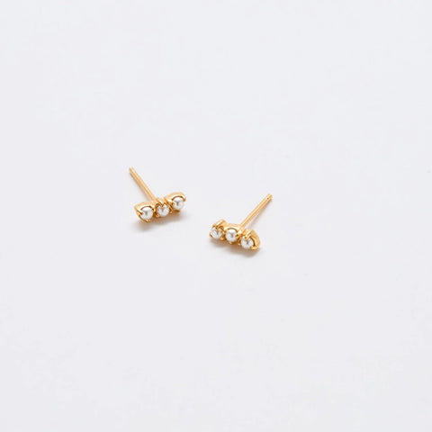 Gold Pearl Bar Earrings