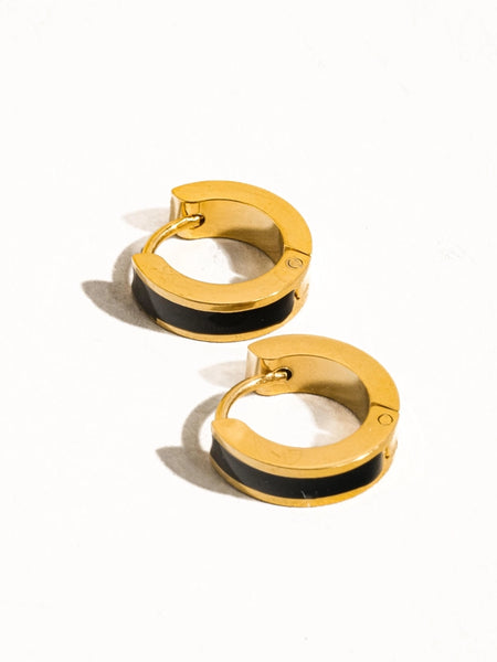 Etta 18K Colored Hoop Earrings - Black