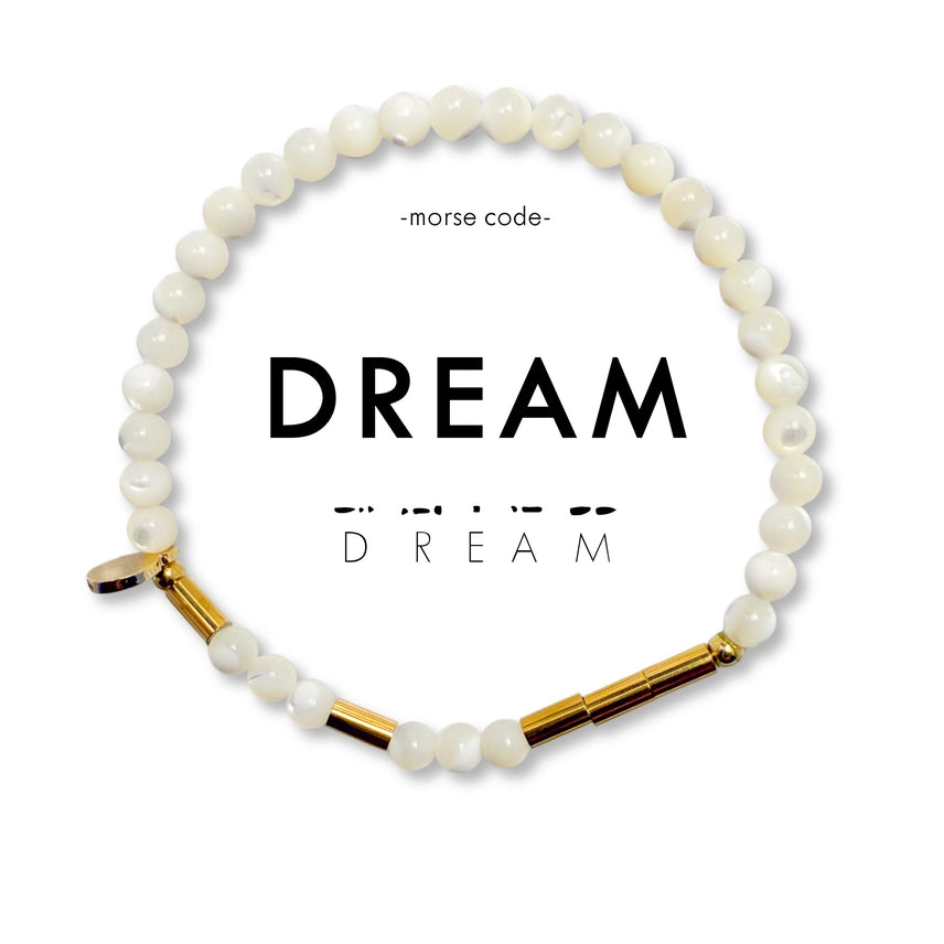 Morse Code Gold & Stone Bracelet - Dream