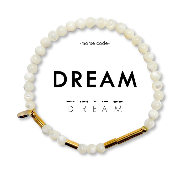 Morse Code Gold & Stone Bracelet - Dream