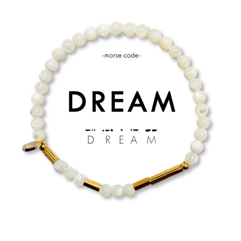 Morse Code Gold & Stone Bracelet - Dream
