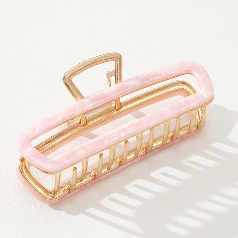 Large Harlow Hollow Metal Clip - Pink Pearl