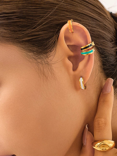 Etta 18K Colored Hoop Earrings - Black