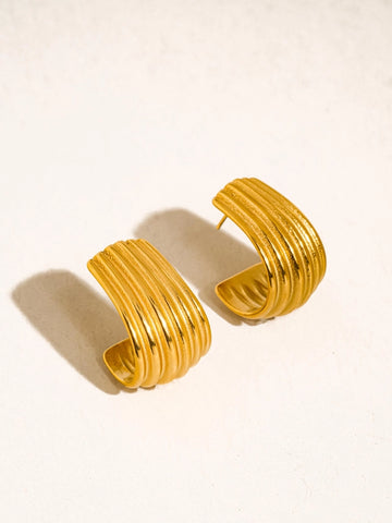 Jovie 18K Wide Ribbed Hoop Earrings