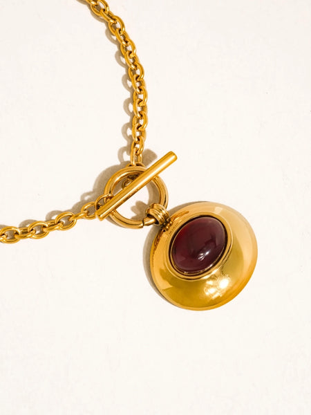 Pine 18K Red Stone Pendant Necklace