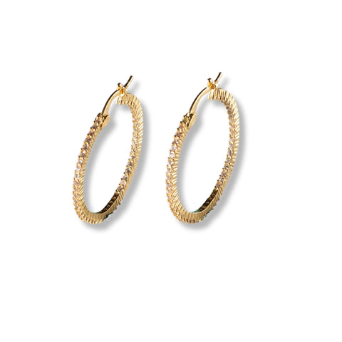 Gilded Earrings - Rhinestone Hoops