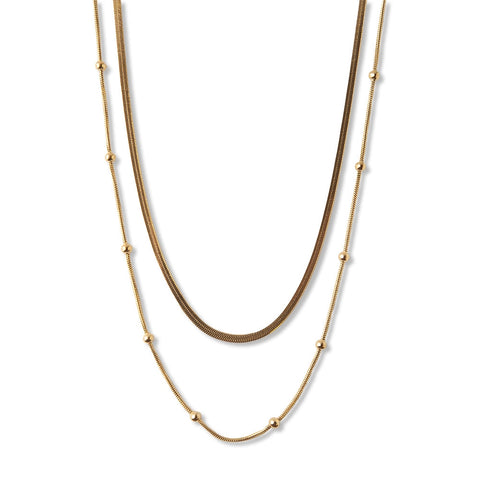 Gold Chain Necklace - Layered Satellite