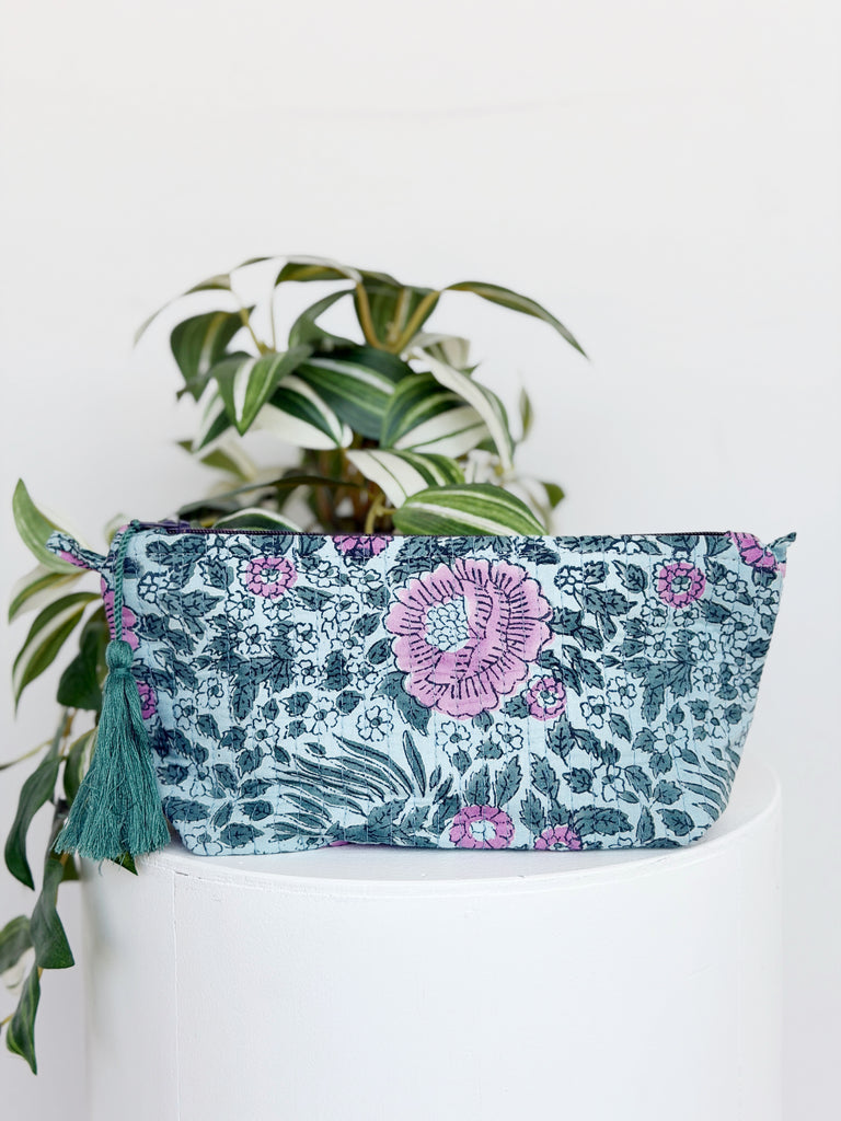 Lucia Hand Block Printed Pouch - Free Gift with Every $75 You Spend