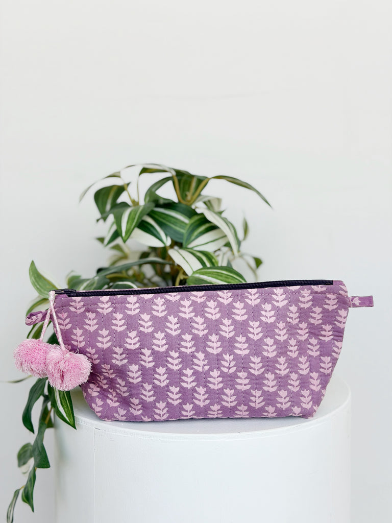 Ruth Hand Block Printed Pouch - Free Gift with Every $75 You Spend