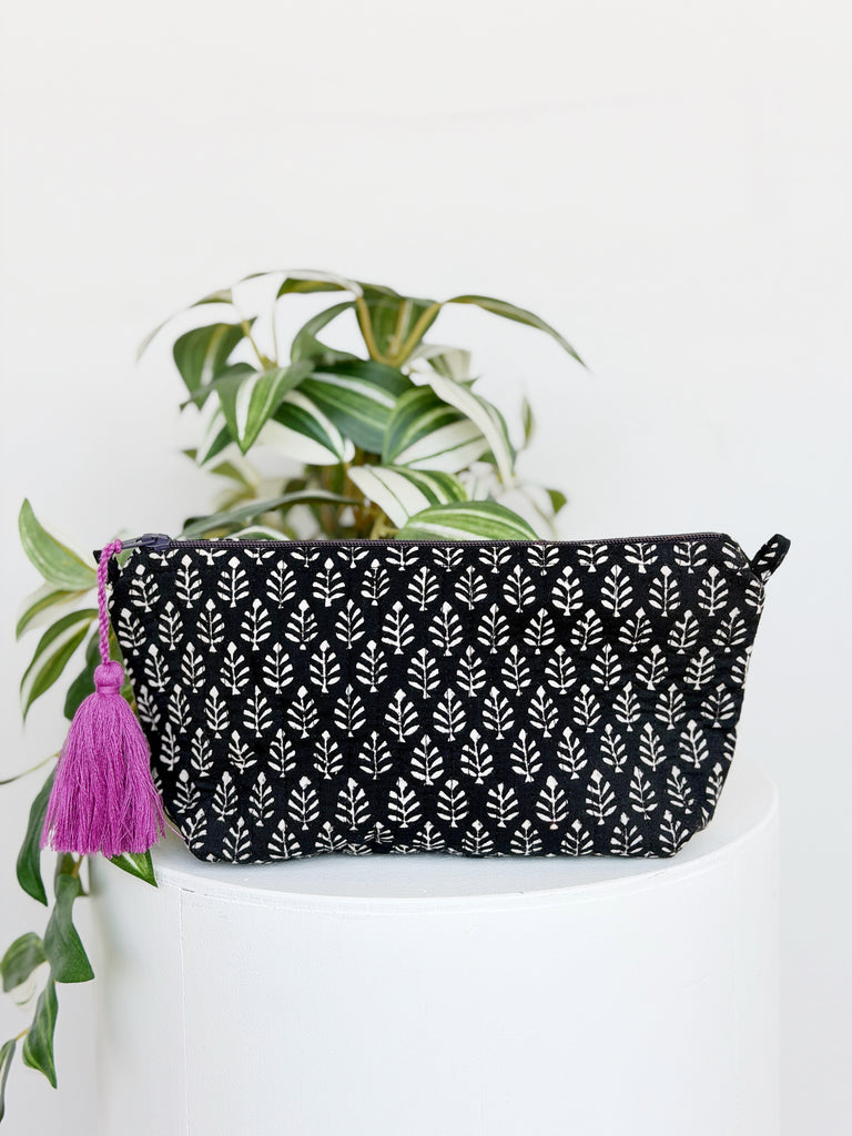 Priya Hand Block Printed Pouch - Free Gift with Every $75 You Spend
