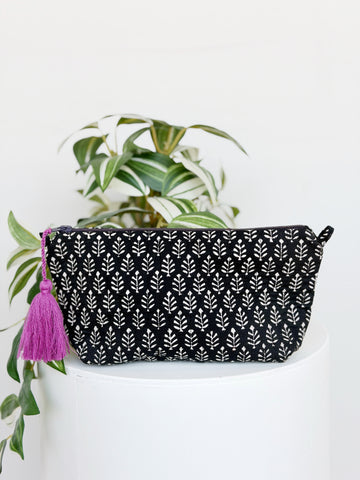 Priya Hand Block Printed Pouch - Free Gift with Every $75 You Spend
