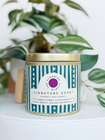 Green Teal Flourish Signature Candle
