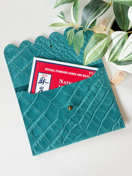 Textured Teal Mahjong Card Holder