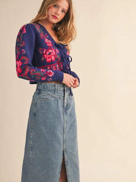 Becky Sweater -- Blue Floral