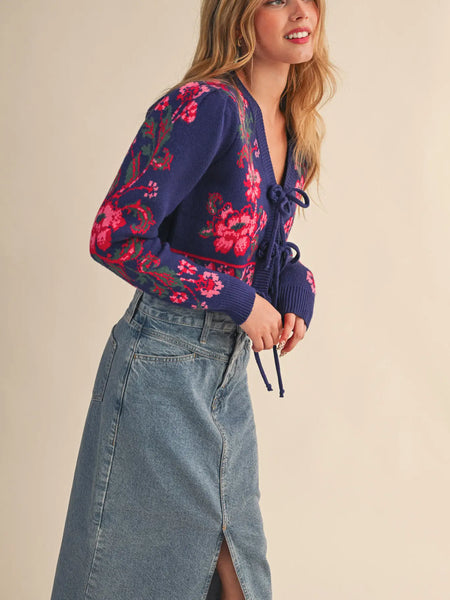 Becky Sweater -- Blue Floral