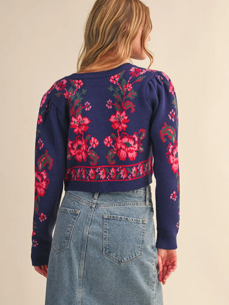 Becky Sweater -- Blue Floral