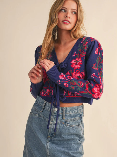 Becky Sweater -- Blue Floral