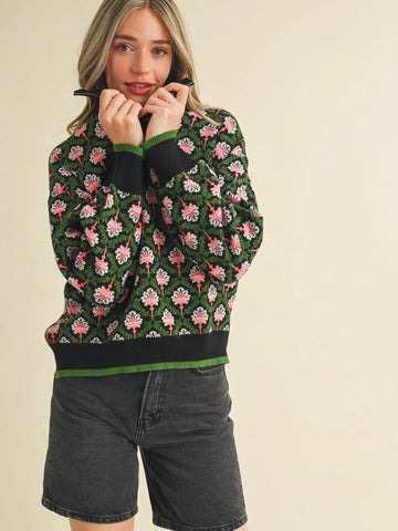 Moe Sweater -- Black Floral