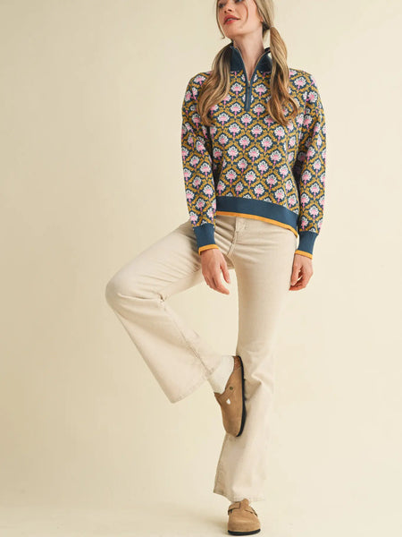 Moe Sweater -- Blue Floral