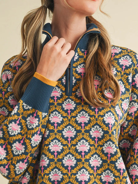 Moe Sweater -- Blue Floral