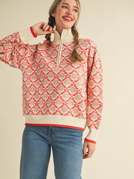 Moe Sweater -- Red Floral