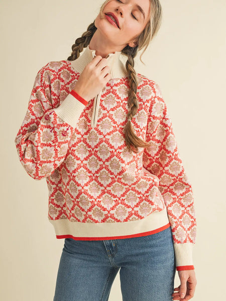 Moe Sweater -- Red Floral