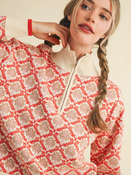 Moe Sweater -- Red Floral