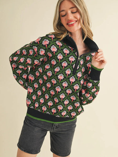 Moe Sweater -- Black Floral