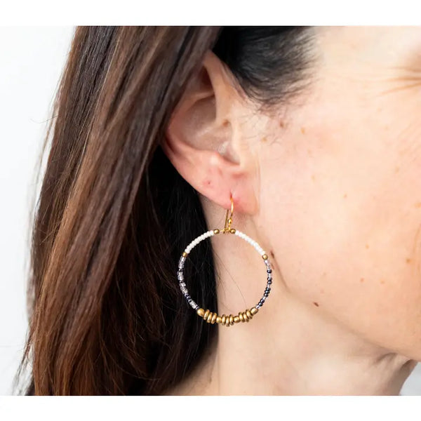 Color Blocked Brass Hoop - Elemental