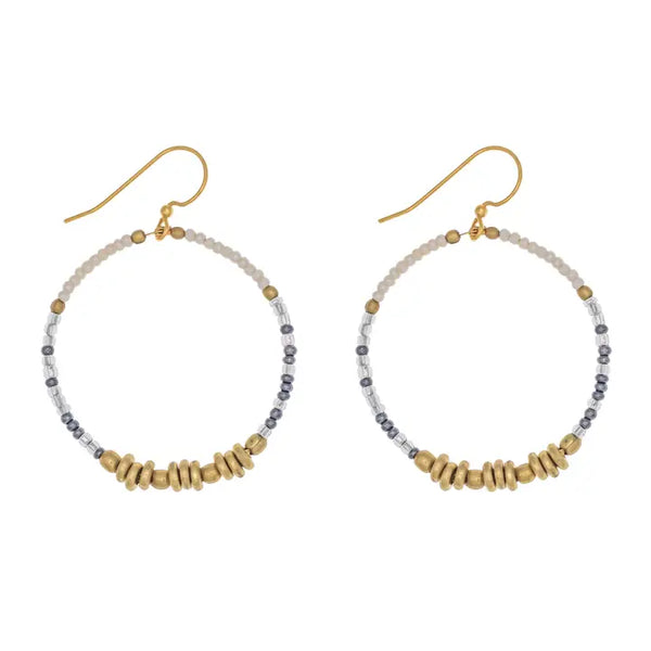 Color Blocked Brass Hoop - Elemental