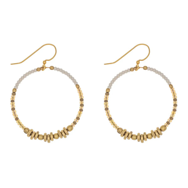 Color Blocked Brass Hoop - Jaguar