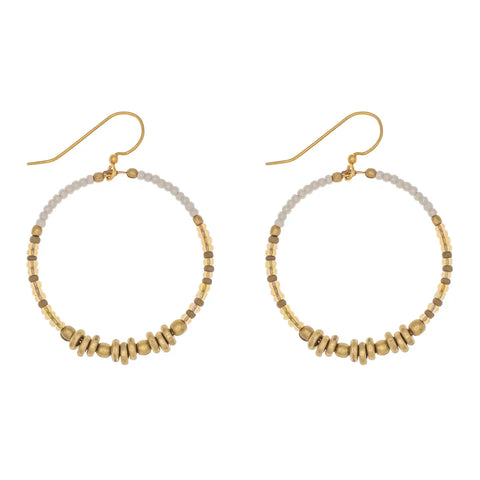 Color Blocked Brass Hoop - Jaguar