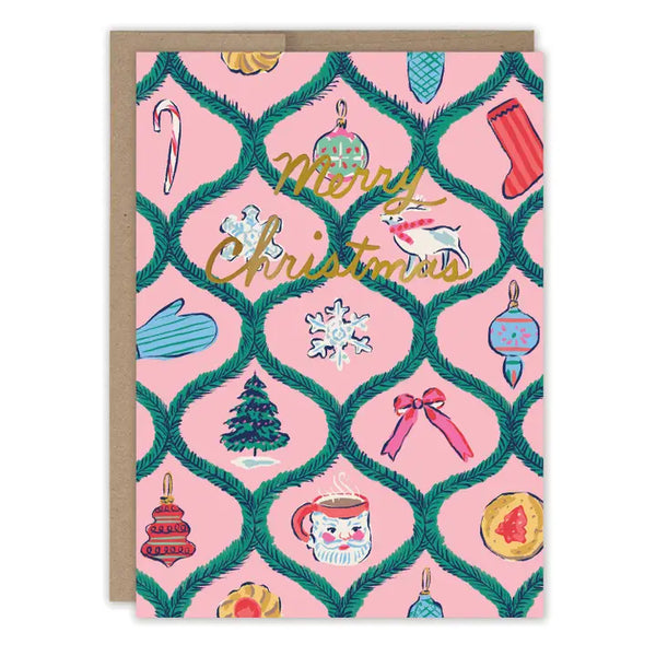Vintage Motifs Merry Christmas Holiday Card