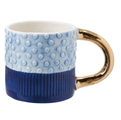 Handmade Mug with Embossed Pattern - Blue