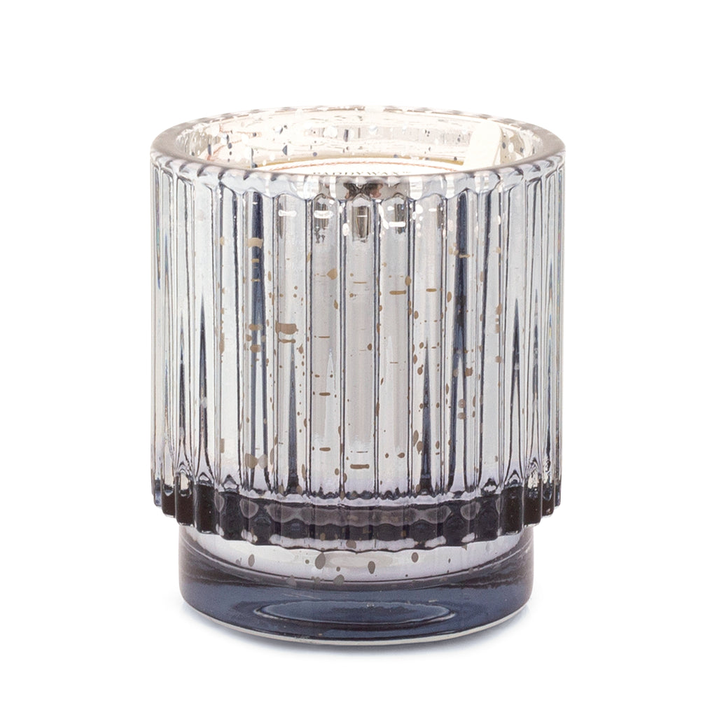 Silver Mercury Ribbed Glass Candle - Cypress + Fir - 4.5oz