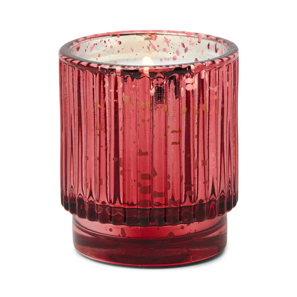 Red Mercury Ribbed Glass Candle - Winter Berry - 4.5oz