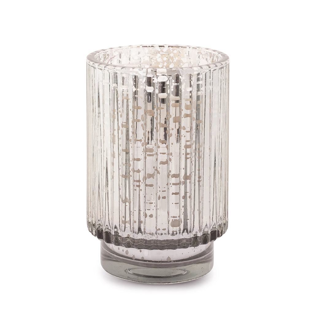 Silver Mercury Ribbed Glass Candle - Cypress + Fir - 12oz