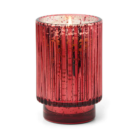 Red Mercury Ribbed Glass Candle - Winter Berry - 12oz