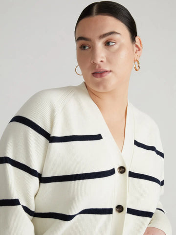 Melissa Cardigan -- White Navy