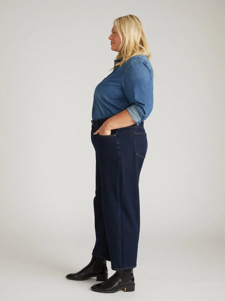 Cropped Barrel Jeans - Dark Indigo