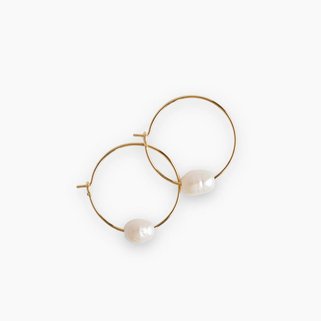 Gold Pearl Hoop Earrings