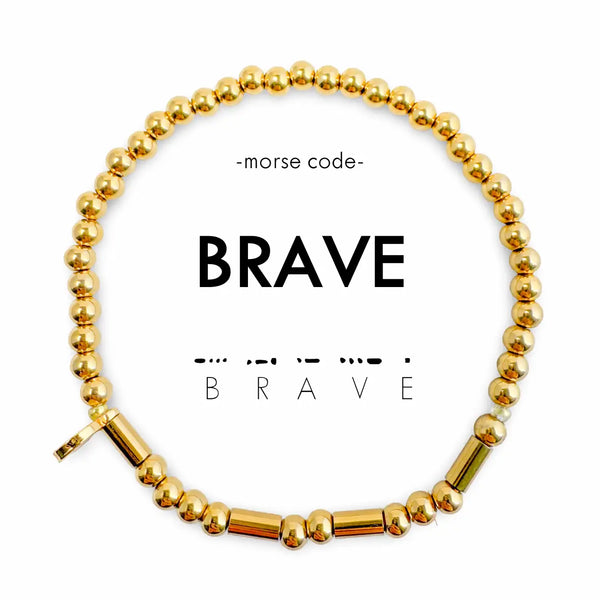Gold Morse Code Bracelet - Brave