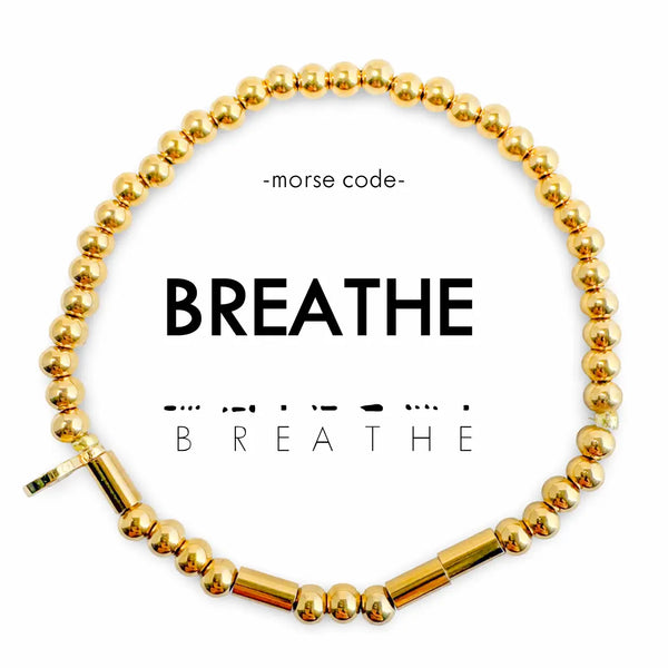 Gold Morse Code Bracelet - Breathe
