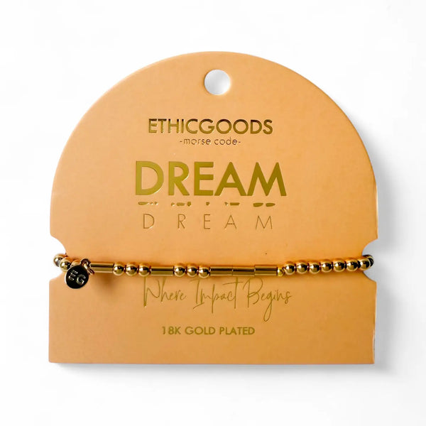 Gold Morse Code Bracelet - Dream