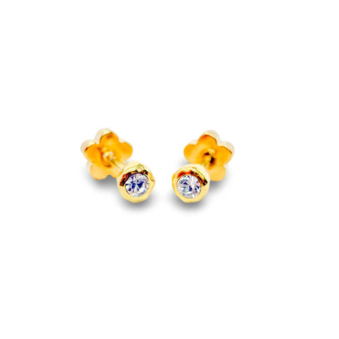 Gemstone Bezel Tiny Stud Kids Earrings