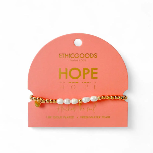Pearl & Gold Morse Code Bracelet - Hope
