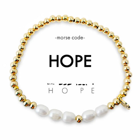 Pearl & Gold Morse Code Bracelet - Hope