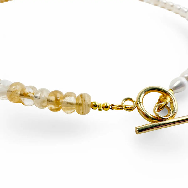 Harmony Gemstone Necklace - Pearl & Labradorite