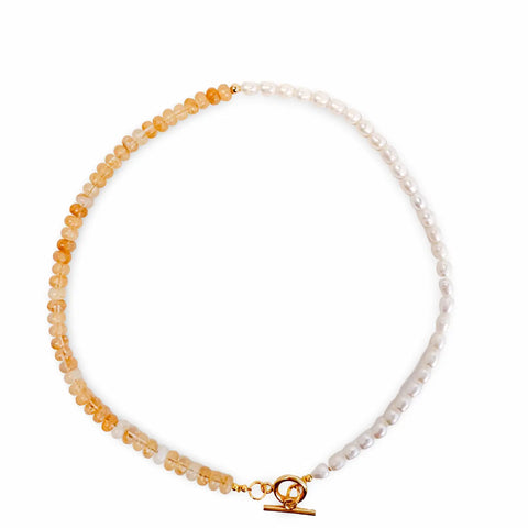 Harmony Gemstone Necklace - Pearl & Labradorite